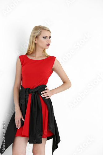Pretty young blonde woman i...