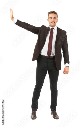 Businessman touching someth...