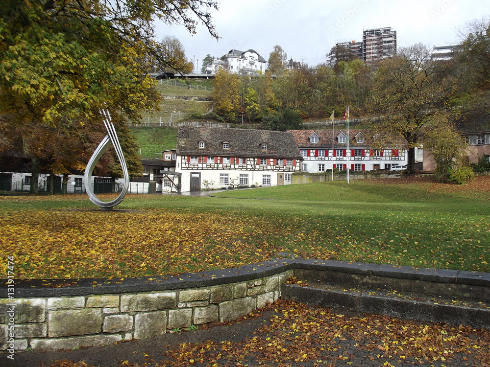 Naklejka premium Krajobraz jesienny - malownicze tereny Alzacji