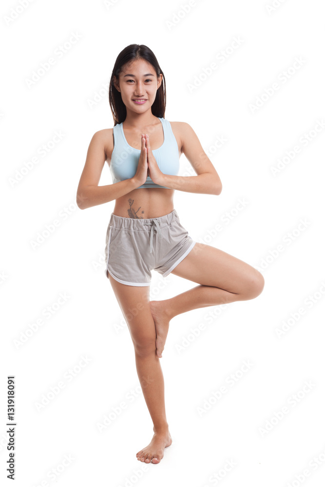 Beautiful Asian healthy girl do yoga pose. Beautiful Asian healthy girl do yoga pose.