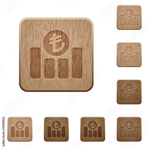 Turkish Lira graph wooden buttons