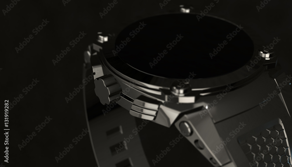 Smart watch on various material and background, 3d render Smart watch on various material and background, 3d render