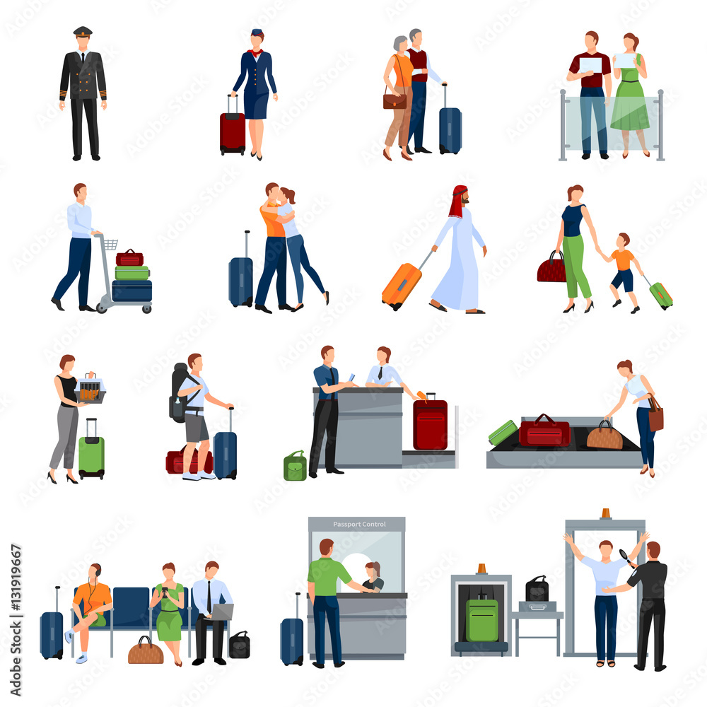 custom made wallpaper toronto digitalPeople In Airport Flat Color Icons