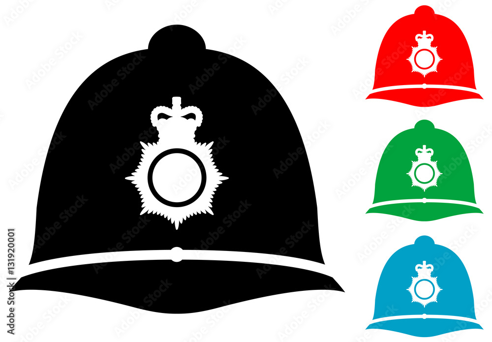 Naklejka premium Icono plano casco policia britanico varios colores