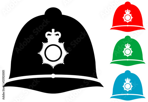 Icono plano casco policia britanico varios colores