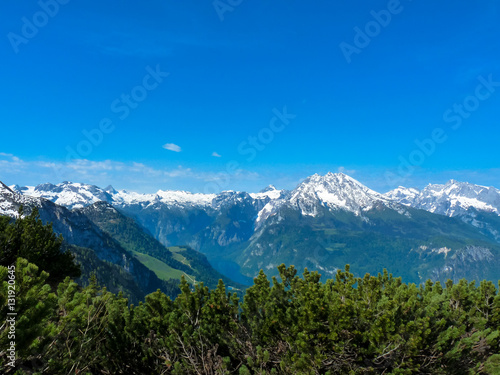 View from Eagles nest in the bavarian Alps near Berchtesgaden in Germany