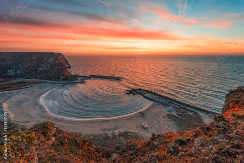 Magnificent winter sunrise at Bolata Bay, Varna province, Bulgaria