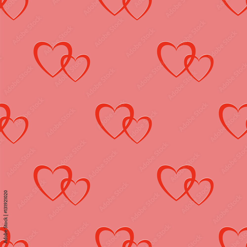 Seamless Two Hearts Pattern Isolated on Pink Background