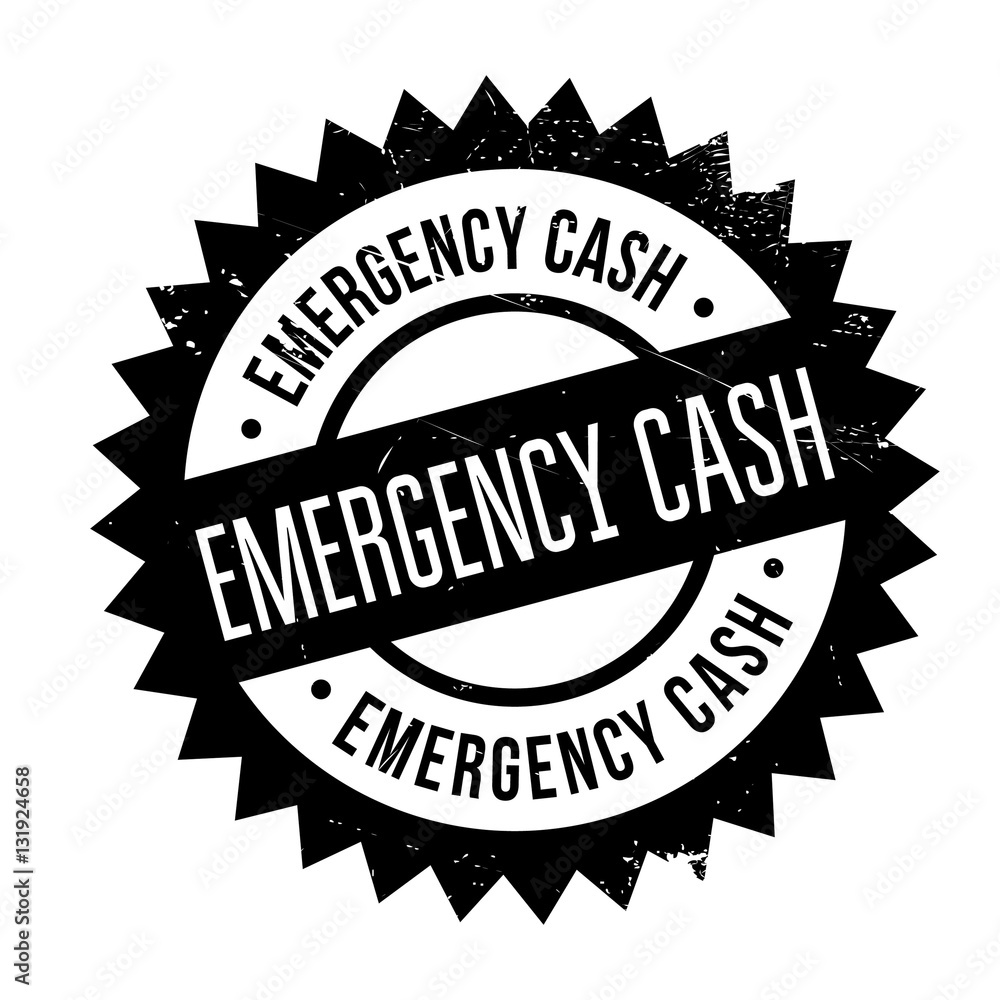 Emergency Cash stamp. Grunge design with dust scratches. Effects can be easily removed for a clean, crisp look. Color is easily changed.