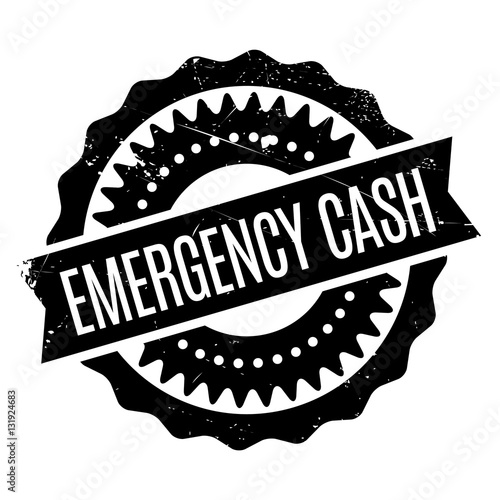 Emergency Cash stamp. Grunge design with dust scratches. Effects can be easily removed for a clean, crisp look. Color is easily changed.