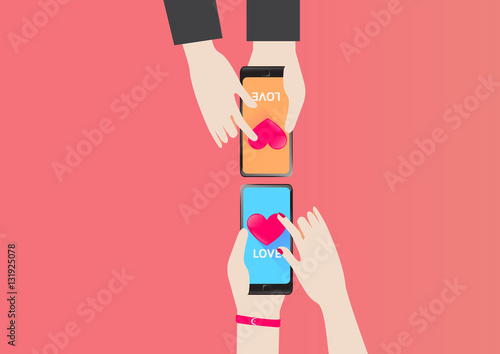 Smartphone Serch Heart for love in Valentine Day