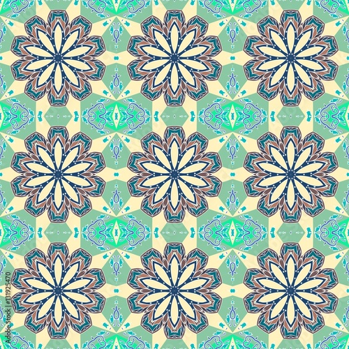 Seamless vector pattern with abstract flowers - 2.