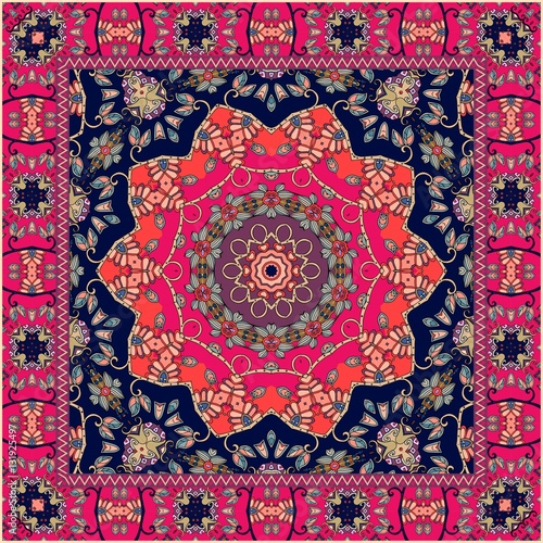 Carpet. Tablecloth. Shawl. Bandana. Vector. Boho style. Scarf.