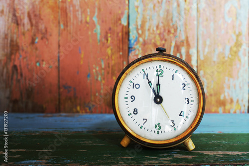 Wallpaper Mural old clock on the background of wooden boards painted Torontodigital.ca