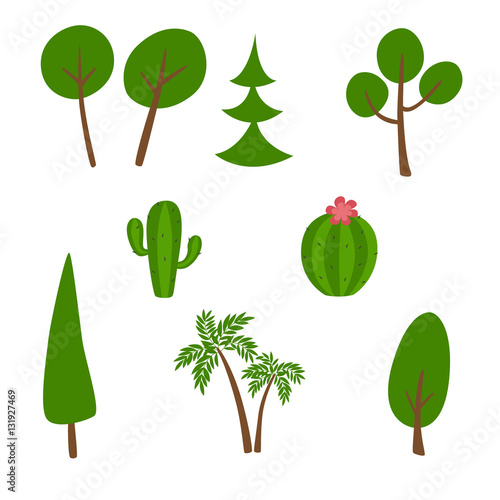Set plants isolated on white.