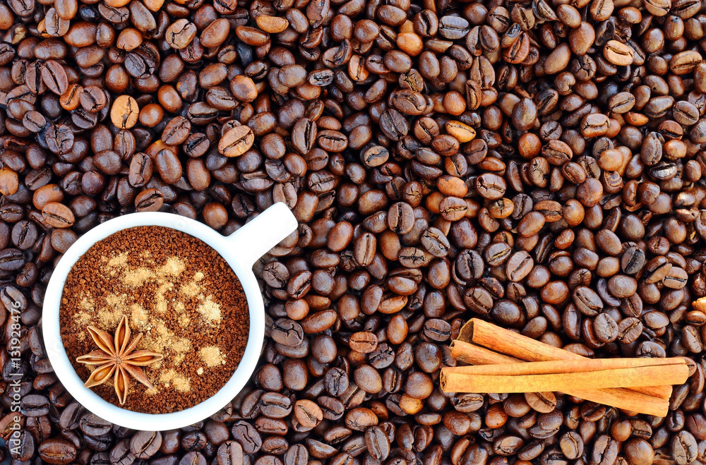 Fototapeta premium Background with a cup coffee. 