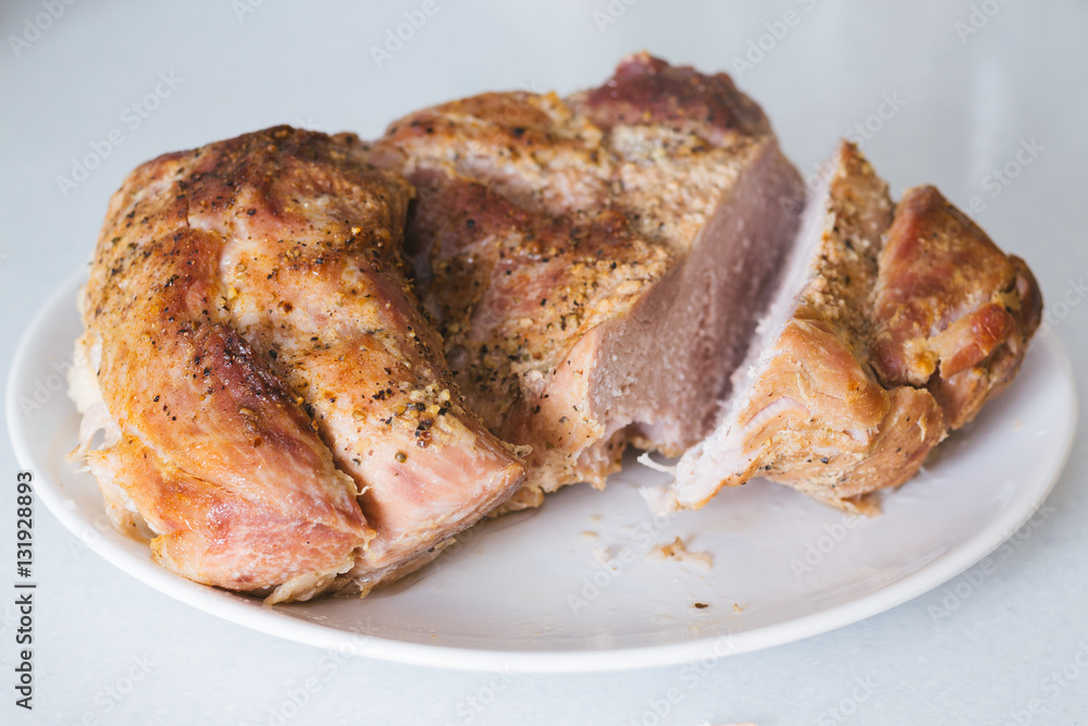 Tasty sliced cold boiled pork. Tasty sliced cold boiled pork.