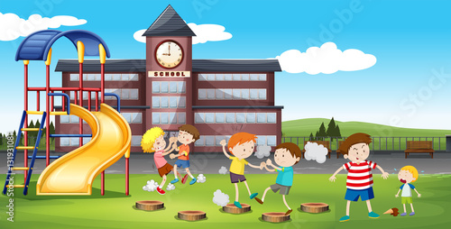 Boys fighting in the school campus