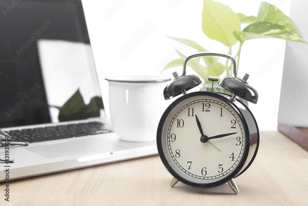 Modern Office desk with alarm clock. alert deadline concept. Modern Office desk with alarm clock. alert deadline concept.