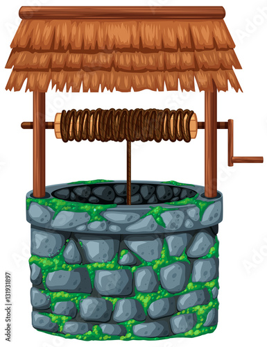 Stone well on white background