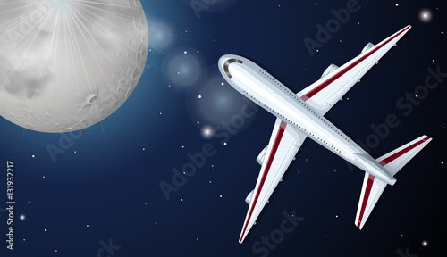 Fototapeta Naklejka Na Ścianę i Meble -  Airplane flying at night