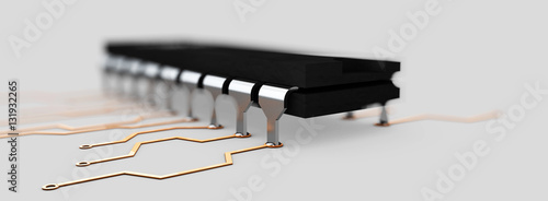 Slika na platnu 3d Illustration of computer microchip isolated white background