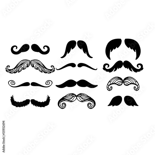 Vector mustache silhouette isolated