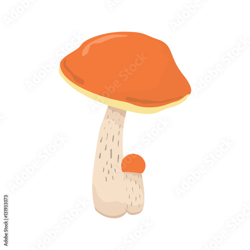 Forest edible mushroom flat vector illustration