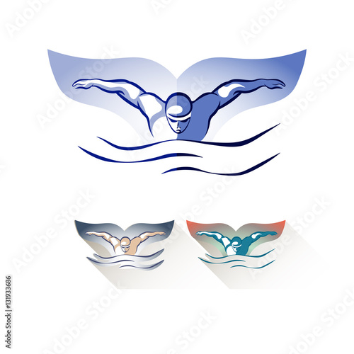 Modern Vector Abstract Swimming Logo