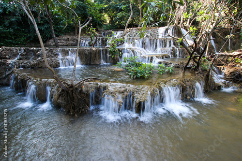 Noppiboon Waterfall in Sangkhla Buri District, Kanchanaburi Province, Thailand.