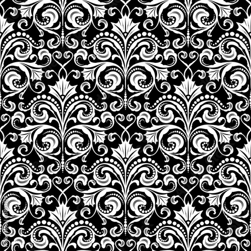 Damask black and white pattern © Yulia Buchatskaya