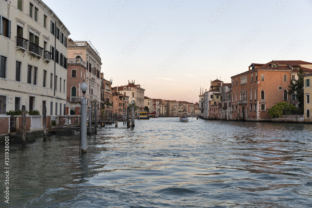 Venice canal at sunset.