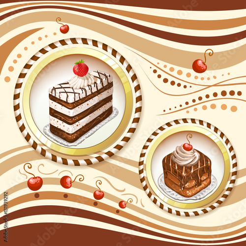 Background with chocolate cakes