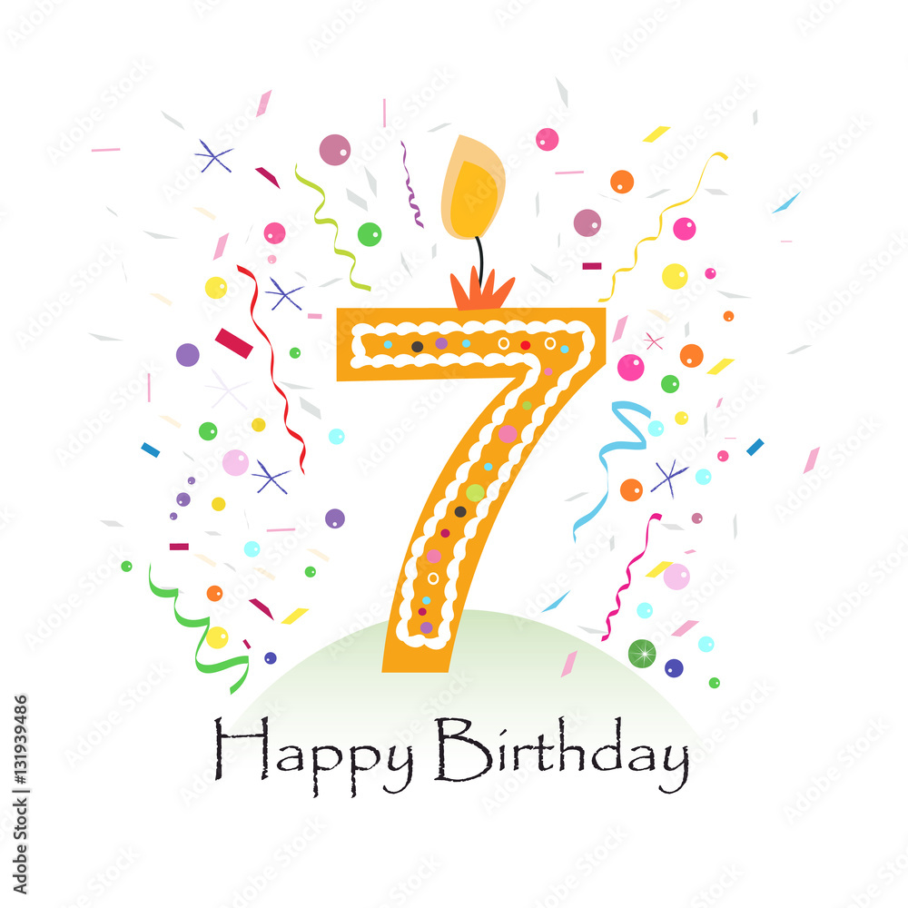 Happy seven birthday candle Stock Vector | Adobe Stock
