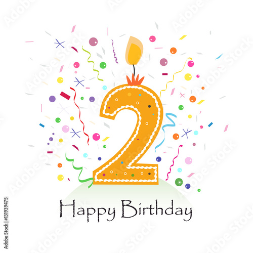 Happy second birthday candle