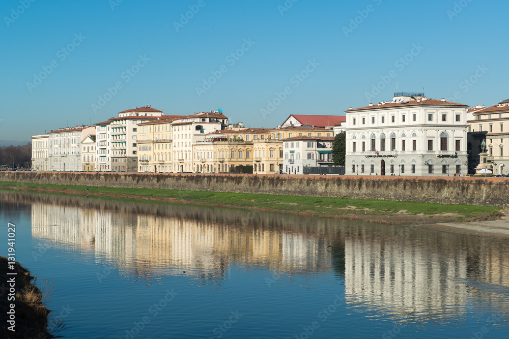 View of the Arno river and buildings in Florence