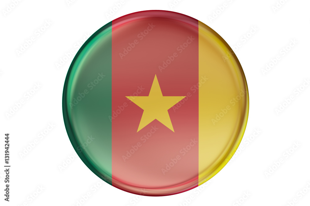 Badge with flag of Cameroon, 3D rendering Badge with flag of Cameroon, 3D rendering
