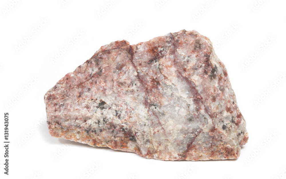 Single natural stone on white background