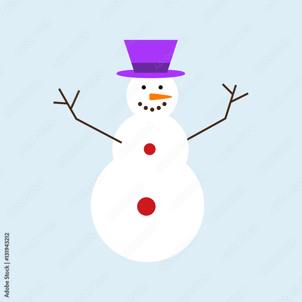 Cartoon snowman character vector illustration.