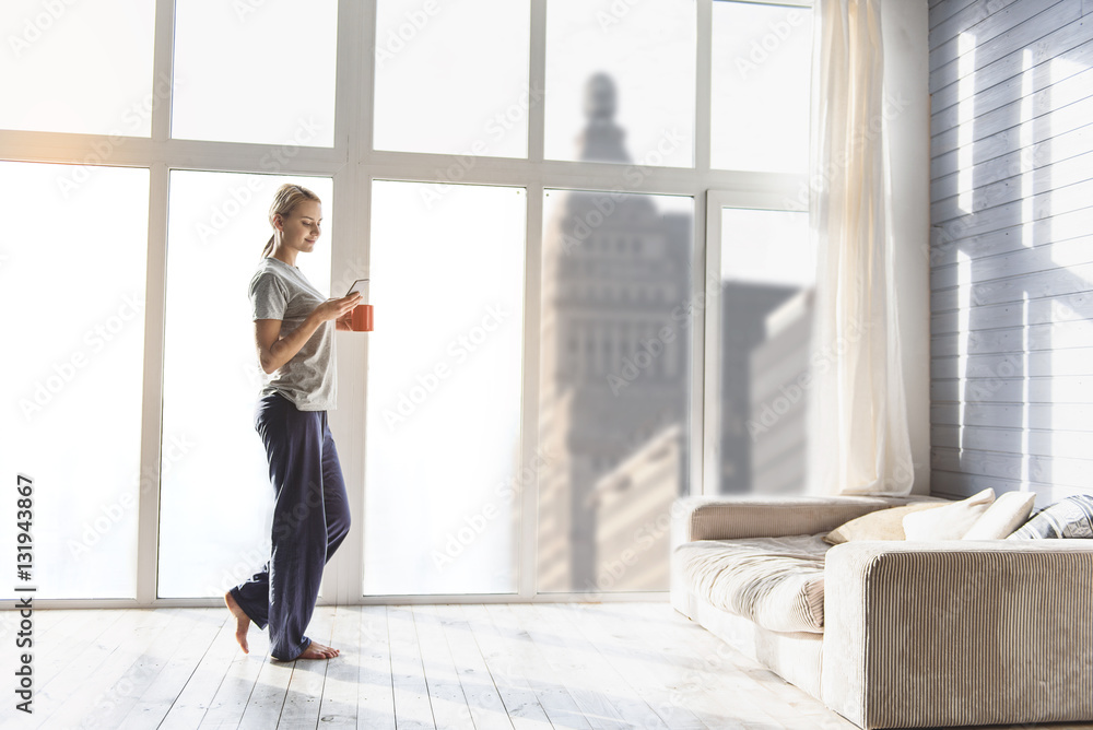 Cute girl resting in her apartment Cute girl resting in her apartment