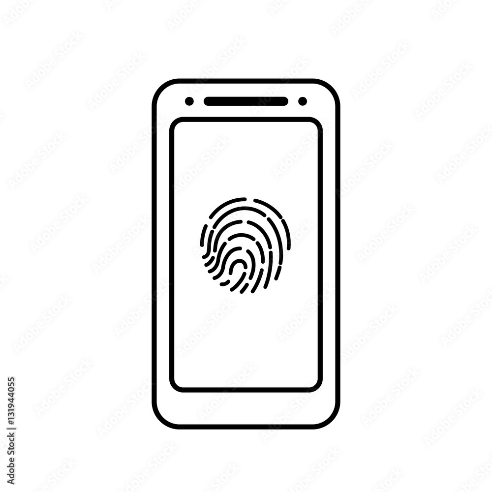 fingerprint icon with smartphone isolated sign symbol fingerprint icon with smartphone isolated sign symbol