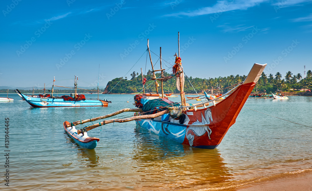 The traditional boat of Sri Lankan fishermen