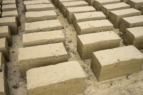 clay adobe blocks freshy made in Ecuador photo