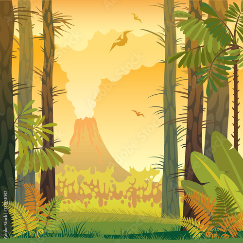 Prehistoric nature landscape.