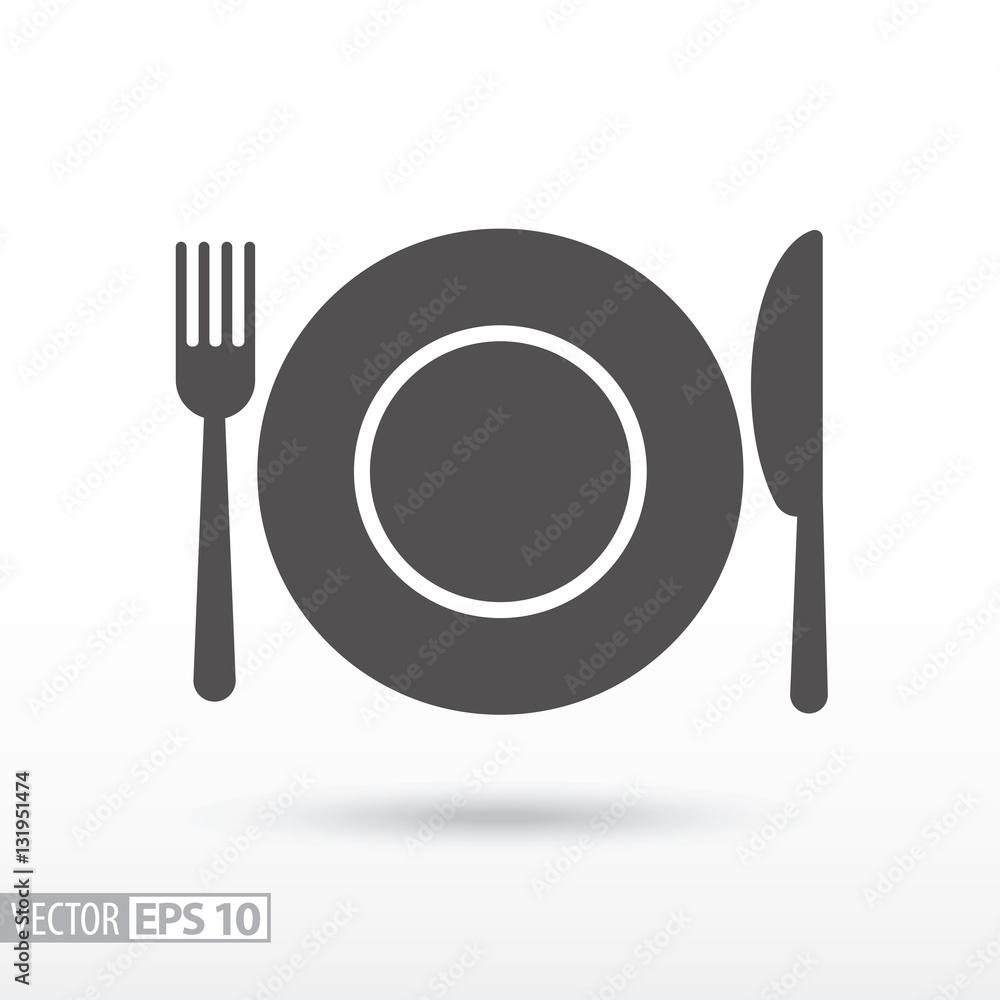 Dish fork and knife - flat icon Dish fork and knife - flat icon