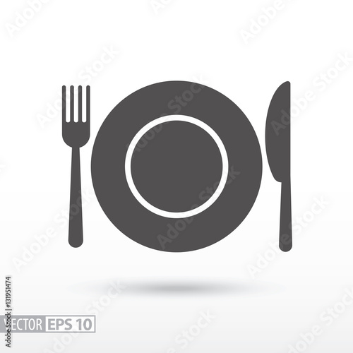 Dish fork and knife - flat icon