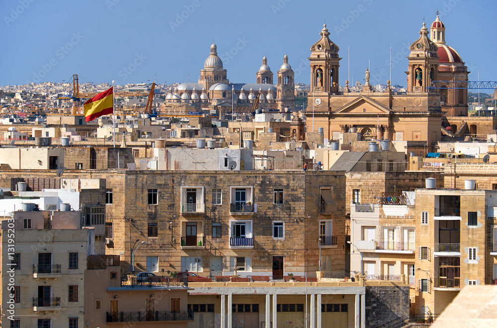The view of the Malta main churches surrounded by residental hou