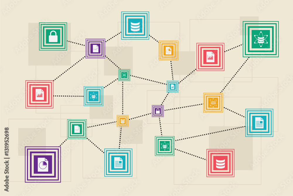 Blockchain and database concept. The block of data linking and communicate to each others. Blockchain and database concept. The block of data linking and communicate to each others.