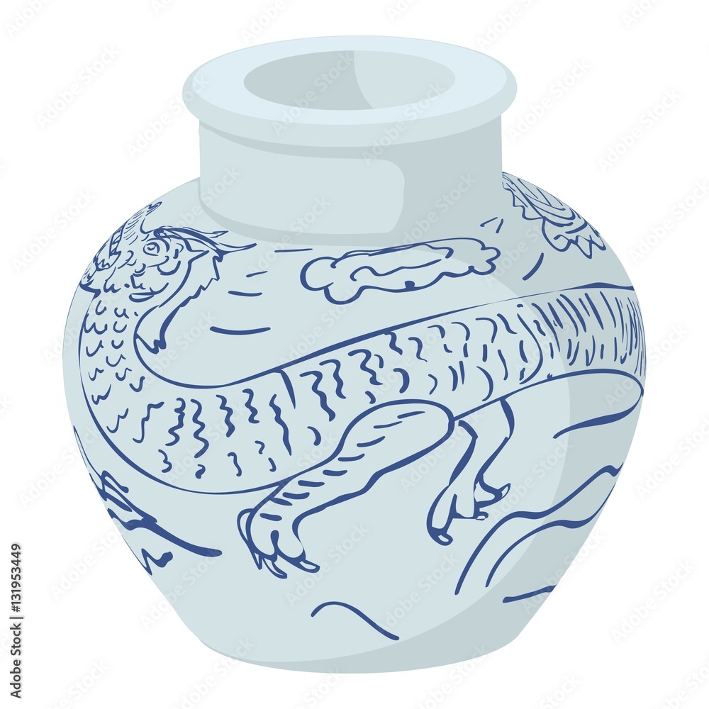 Chinese vase icon. Cartoon illustration of chinese vase vector icon for ...