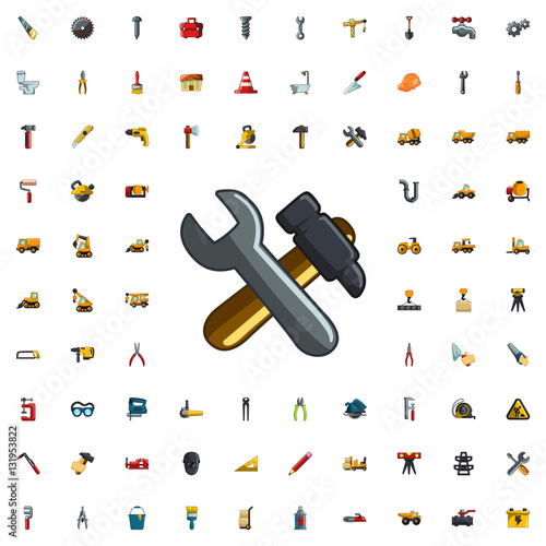 hummer and wrench icon illustration